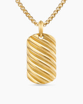 Sculpted Cable Tag in 18K Yellow Gold, 35mm